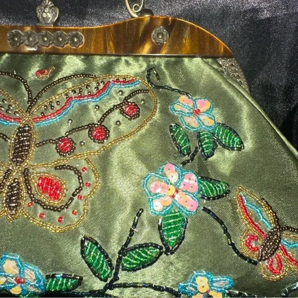 Monsoon Accessorize Clutch Bag Pink Butterfly Butterflies Embroidery 13 x 7 - Picture 3 of 13